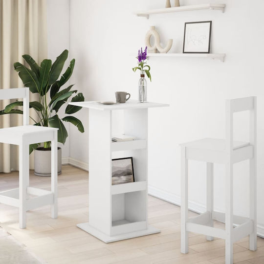 Square Bar Table Wooden White 60x60x102cm