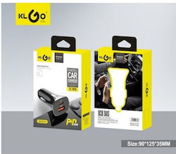 KLGO Car Charger with Ports 1xUSB-A 1xType-C and Cable Type-C