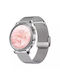 Women's Smart Watch Nubi Km33 Bluetooth Calling Heart Rate Calories Amoled Hd Display Remote Camera Remote Music Notifications Silver