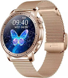 Ceas Inteligent pentru Femei Nubi Km33 Apeluri Bluetooth Ritm Cardiac Calorii Ecran Amoled Hd Cameră de la Distanță Muzică de la Distanță Notificări Aur Roz