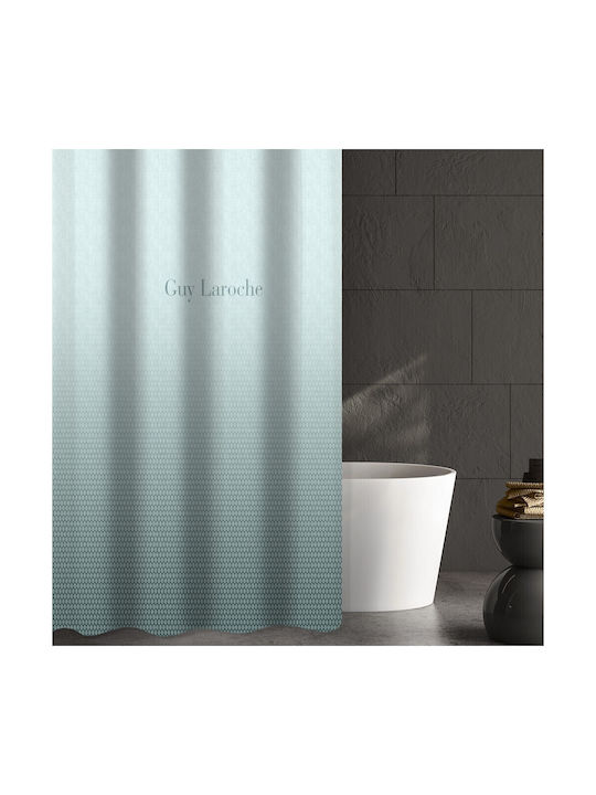 Guy Laroche Christy Shower Curtain Fabric with Hooks 240x185cm Aqua Grey