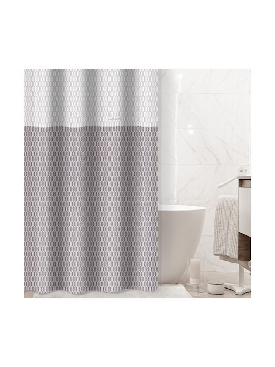Guy Laroche Galleon Shower Curtain Fabric with Hooks 180x185cm Amethyst