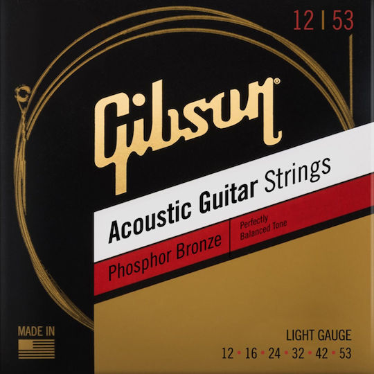 Gibson Set Șiruri De Caractere Fosfor Bronz 12 - 53 Pentru Chitară Acustică
