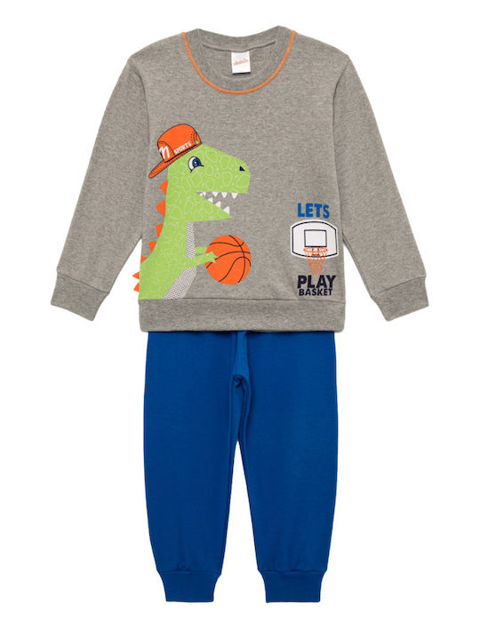 Minerva Kids' Pajamas Winter Grey melange DINO