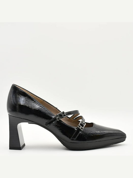 Hispanitas Patent Leather Black Heels with Strap