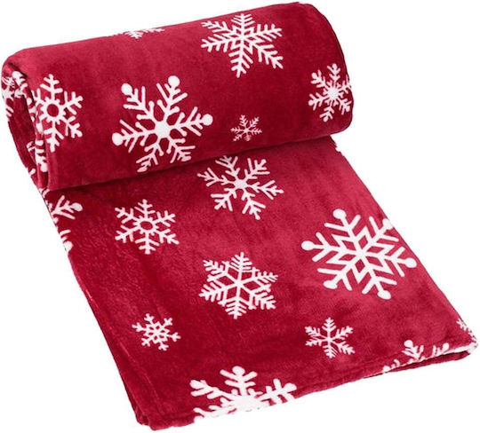 Xριστουγεννιάτικη Κουβέρτα Fleece Κόκκινη Διπλή 200x230εκ