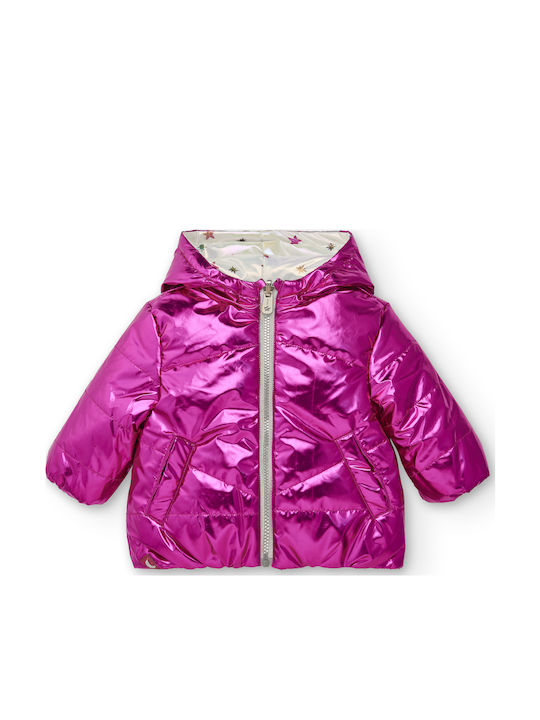 Kinder Freizeitjacke Beidseitig mit Kapuze Fuchsia