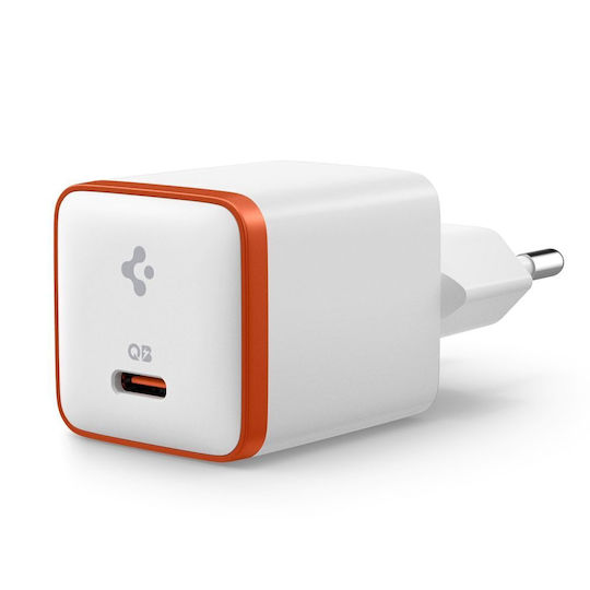 Spigen Kabeloser Handyladegerät mit USB-C Anschluss 30W Schnellladetechnologie Weiß (ArcStation Essential)