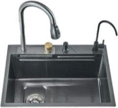 Ένθετος Νεροχύτης Inox με Μπαταρία Μ60xΠ45cm Μαύρος