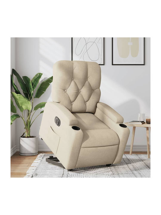 Πολυθρόνα Relax με Υποπόδιο Κρεμ 74x86.5x93.5cm