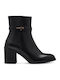 Leather Women's Ankle Boots with High Heel Black