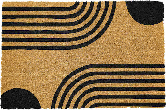 Etoile Covor de Intrare din Cocos cu Suport Antiderapant Lines & Circles Negru 43x73buc