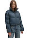 Women's Short Puffer Jacket for Winter Blue