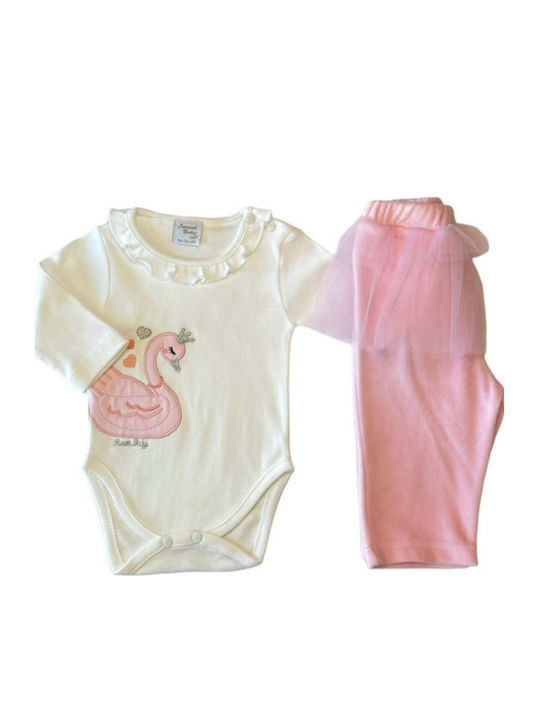 Sweet Baby Baby Bodysuit Set Long-Sleeved Velvet with Pants White 2pcs