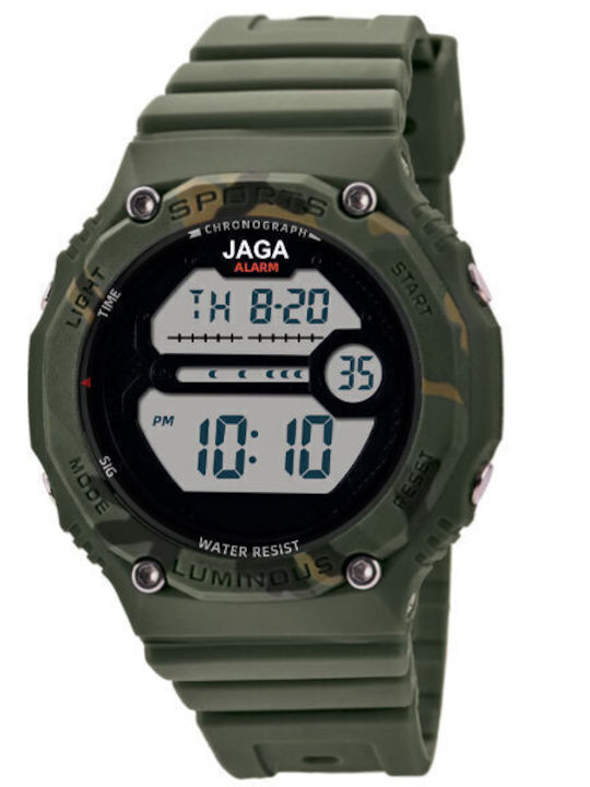 Jaga Digital Men's Watch Battery with Green Rub...