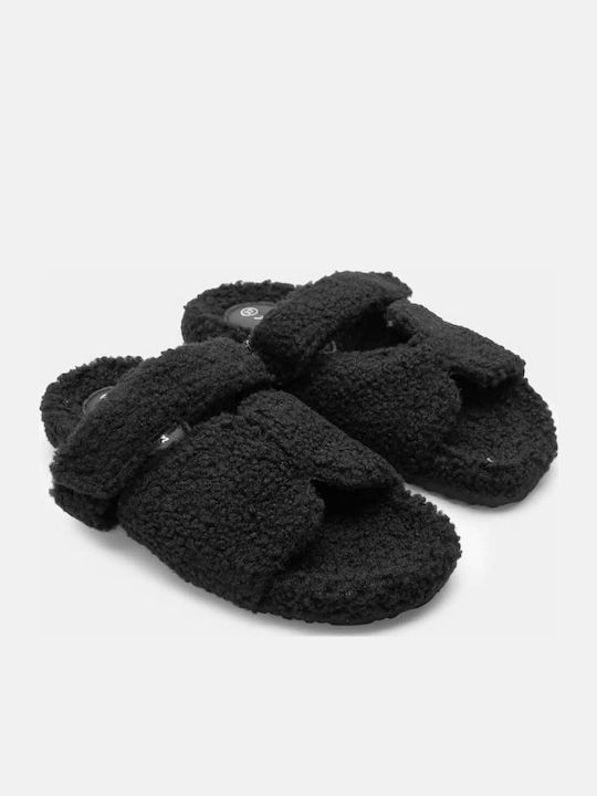 Luigi Winter Women's Slippers with Fur Black