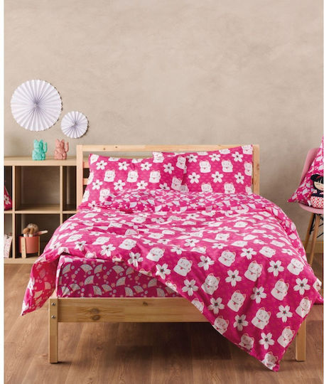 Kentia Παιδικό Πάπλωμα Μονό Maneki Ροζ 160x240εκ.