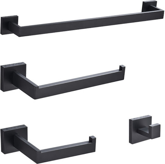 Set Accesorii Baie Metalic Negru 4buc