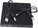 Unitate DVD-ROM externă conexiune USB negru retail super-subțire cabluri de conexiune incluse