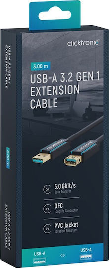 Clicktronic Usb 3.0 Extension Cable Socket To Plug 3m