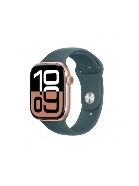 Силиконова каишка Thd съвместима с Apple Watch 46 мм Series 10 Apple Watch SE 44 мм M L горско зелено