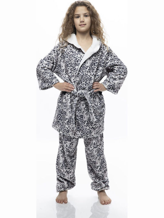 Galaxy Παιδική Ρόμπα Χειμωνιάτικη Fleece Γκρι Tiger