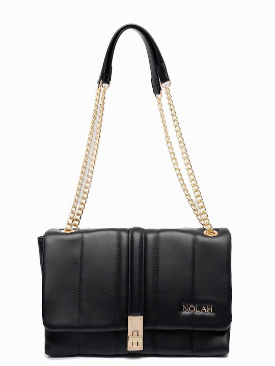Thomai Γυναικεία Τσάντα Ώμου Black / Gold