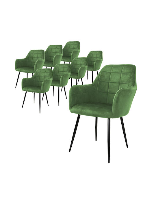 Dining Room Velvet Armchair Green 8pcs