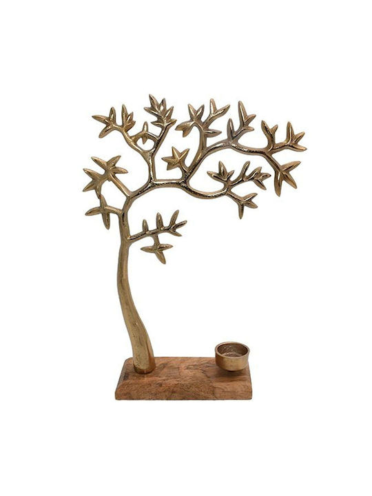 Fylliana Tree Candle Holder suitable for Tealights Wooden in Gold Color 23x8x31cm 1pcs