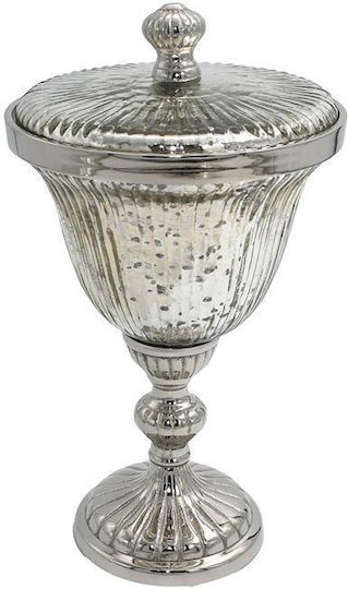 Fylliana Φοντανιέρα Γυάλινη Fl27294 με Καπάκι 15x26cm Ασημί