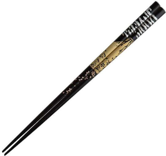 Chopsticks Handmade Wooden Black Lacquer Design 22.5 cm 2 Pcs Kenro
