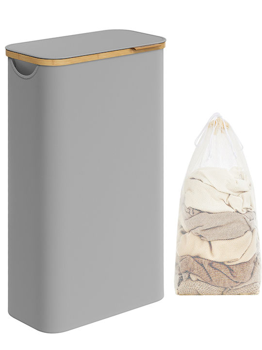 Songmics Καλάθι Απλύτων Υφασμάτινο 65lt με Καπάκι 42x22.5x70.5cm Γκρι