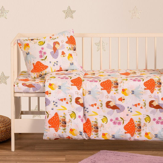 Melinen Baby Sheets Set Crib Cotton Magic Peach Orange 120x170cm 3pcs