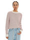 Damen Pullover Gestreift Red, White
