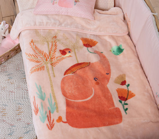 Nef-Nef Homeware Blanket Cot Indonesia Velvet Orange 100x140cm