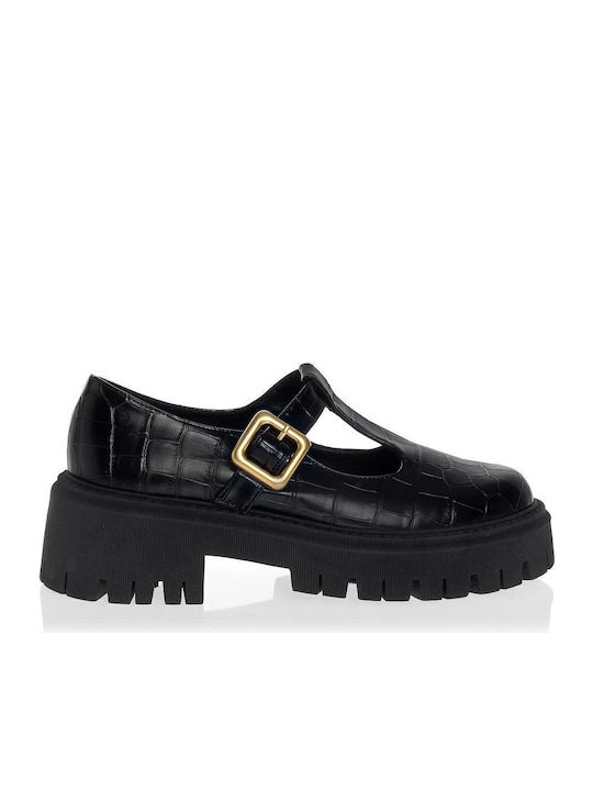 Leather Women's Loafers in Black Color