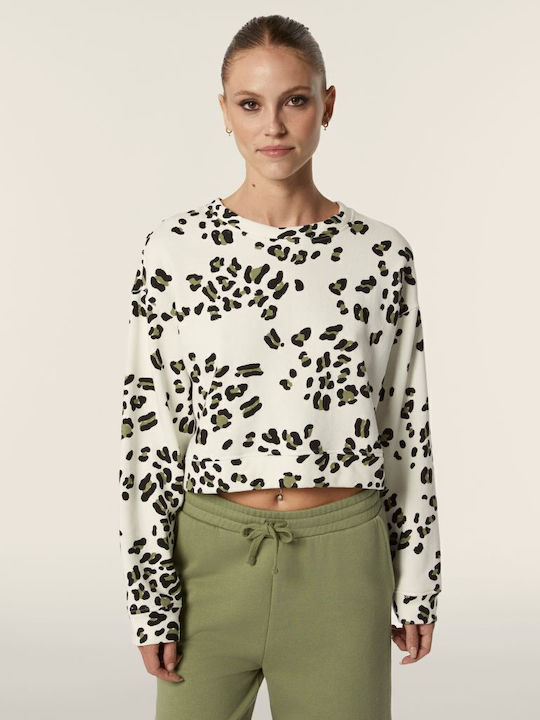 Sweatshirt Cropped Γυναικείο Φούτερ Λευκό