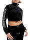 Cropped Women's Sweatshirt Jacket Velvet Black