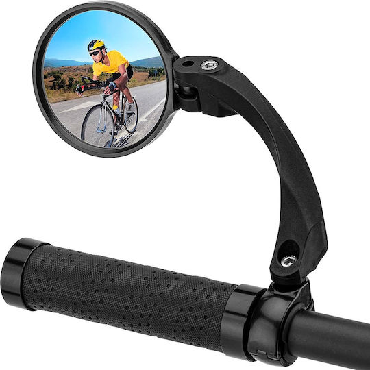 Left Black Round Bicycle Rearview Mirror