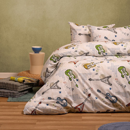 Melinen Sheet Set Single with Elastic Band Cotton Ecru 170x260cm 3pcs