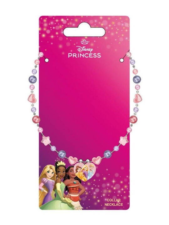 Colier roz pentru fetițe cu Prințese Disney