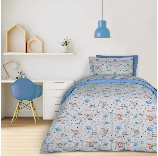 Das Home Sheet Set Single Cotton Blue, Grey, Orange 170x240cm 3pcs