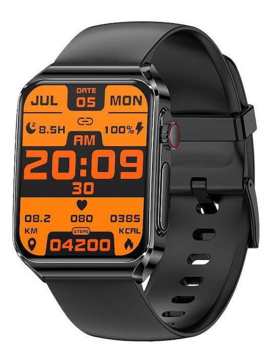 BlitzWolf BW-HL6 54mm Smartwatch με Παλμογράφο (Black Silicone)