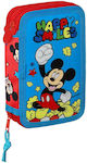 Safta 412214854 Mickey Mouse Happy Smiles Etui pentru Creioane din Material Textil Roșu