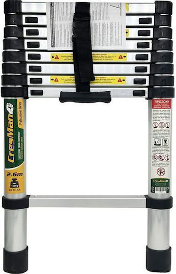Cresman Teleskopische Leiter Aluminium 12 Stufen mit maximaler Höhe 3.8m