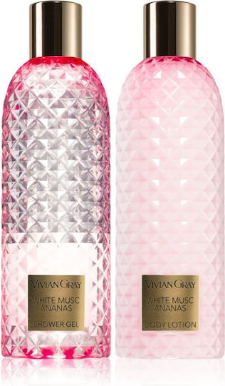 Vivian Gray Gemstone White Musc & Ananas Hautpflegeset für Feuchtigkeitsspendend & Reinigung Körperreinigung