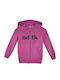 Fleece Kids Sweatshirt Cardigan With Hood And Pockets Pink