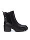 Leather Women's Ankle Boots with Medium Heel Black