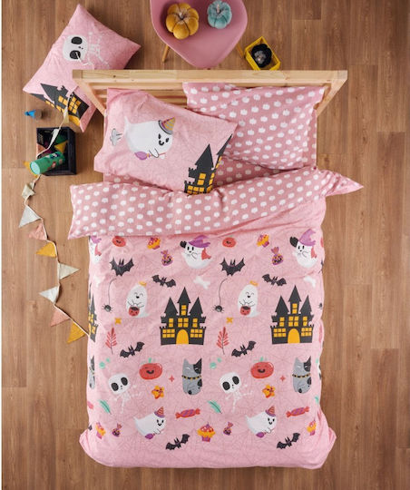 Kentia Katabra Set Kinderbettbezug Einzel mit Kissenbezug Baumwolle Rosa 165x245cm
