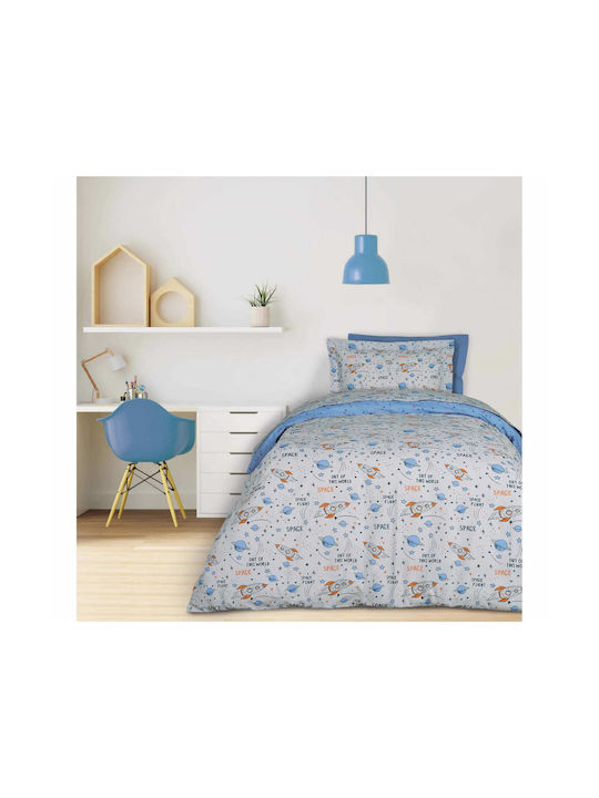 Das Home Σετ Παιδική Παπλωματοθήκη Μονή Blue, Grey, Orange